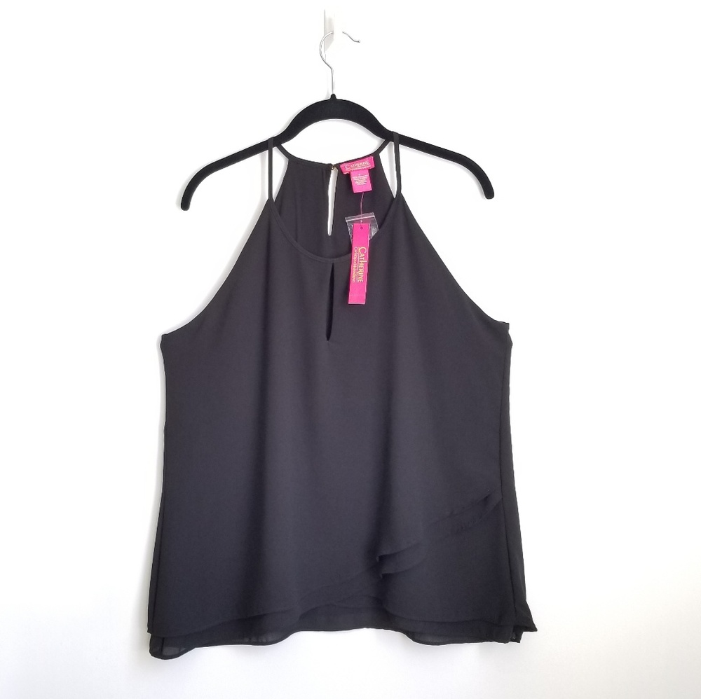 Sleeveless Flutter Hem Top